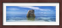 Framed Boulder in the sea, Anse Source D'argent Beach, La Digue Island, Seychelles