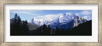 Framed Snow covered mountains on a landscape, Bernese Oberland, Switzerland