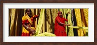 Framed Portrait of two mature women working in a textile industry, Rajasthan, India