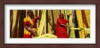 Framed Portrait of two mature women working in a textile industry, Rajasthan, India