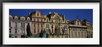 Framed Statue in front of buildings, Jan Hus Monument, Prague Old Town Square, Old Town, Prague, Czech Republic