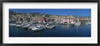 Framed Boats at a harbor, Porto Antico, Genoa, Italy