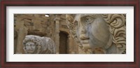 Framed Close-up of statues in an old ruined building, Leptis Magna, Libya