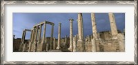 Framed Columns of buildings in an old ruined Roman city, Leptis Magna, Libya