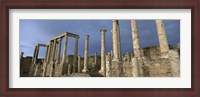 Framed Columns of buildings in an old ruined Roman city, Leptis Magna, Libya