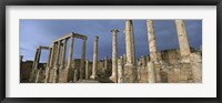 Framed Columns of buildings in an old ruined Roman city, Leptis Magna, Libya