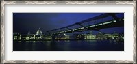 Framed Low angle view of a bridge across a river, Millennium Bridge, Thames River, London, England