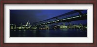 Framed Low angle view of a bridge across a river, Millennium Bridge, Thames River, London, England