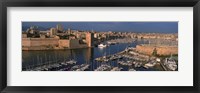 Framed High angle view of boats docked at a port, Old Port, Marseille, Bouches-Du-Rhone, Provence-Alpes-Cote Daze, France