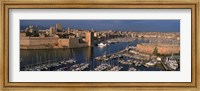 Framed High angle view of boats docked at a port, Old Port, Marseille, Bouches-Du-Rhone, Provence-Alpes-Cote Daze, France