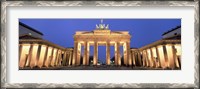 Framed Low angle view of a gate lit up at dusk, Brandenburg Gate, Berlin, Germany