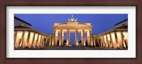 Framed Low angle view of a gate lit up at dusk, Brandenburg Gate, Berlin, Germany