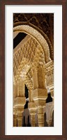 Framed Low angle view of carving on arches and columns of a palace, Court Of Lions, Alhambra, Granada, Andalusia, Spain