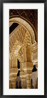 Framed Low angle view of carving on arches and columns of a palace, Court Of Lions, Alhambra, Granada, Andalusia, Spain