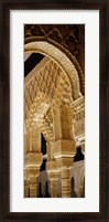 Framed Low angle view of carving on arches and columns of a palace, Court Of Lions, Alhambra, Granada, Andalusia, Spain