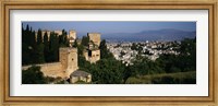 Framed High angle view of palace with a city in the background, Alhambra, Granada, Andalusia, Spain