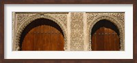 Framed Low angle view of carving on arches of a palace, Court Of Lions, Alhambra, Granada, Andalusia, Spain