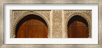 Framed Low angle view of carving on arches of a palace, Court Of Lions, Alhambra, Granada, Andalusia, Spain