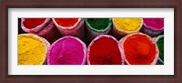 Framed High angle view of various powder paints, Braj, Mathura, Uttar Pradesh, India