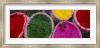 Framed High angle view of various tika powders, Braj, Mathura, Uttar Pradesh, India