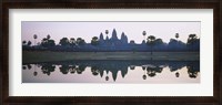 Framed Reflection of temples and palm trees in a lake, Angkor Wat, Cambodia