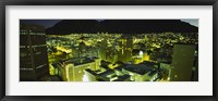 Framed High angle view of a city lit up at night, Cape Town, South Africa