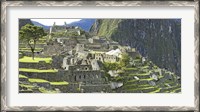 Framed Buildings on a hill, Andes Mountains,Machu Pichu, Peru