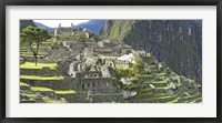 Framed Buildings on a hill, Andes Mountains,Machu Pichu, Peru