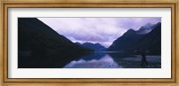 Framed Mountains overlooking a lake, Fiordlands National Park, Southland, South Island, New Zealand
