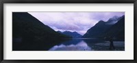 Framed Mountains overlooking a lake, Fiordlands National Park, Southland, South Island, New Zealand