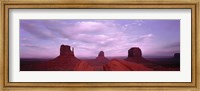 Framed Buttes at sunset, The Mittens, Merrick Butte, Monument Valley, Arizona, USA