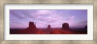 Framed Buttes at sunset, The Mittens, Merrick Butte, Monument Valley, Arizona, USA