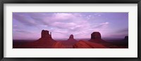 Framed Buttes at sunset, The Mittens, Merrick Butte, Monument Valley, Arizona, USA