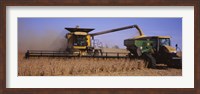 Framed Combine harvesting soybeans in a field, Minnesota