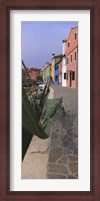 Framed Houses along a road, Burano, Venetian Lagoon, Italy