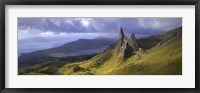 Framed Rock formations on hill, Old Man of Storr, Isle of Skye, Scotland
