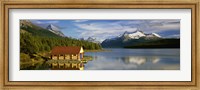 Framed Boathouse at the lakeside, Maligne Lake, Jasper National Park, Alberta, Canada
