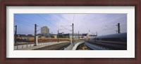 Framed Trains on railroad tracks, Central Station, Berlin, Germany