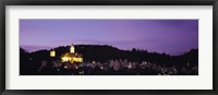 Framed Church lit up at dusk in a town, Horb Am Neckar, Black Forest, Baden-Wurttemberg, Germany