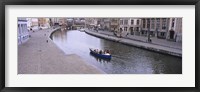 Framed High angle view of a boat in a river, Leie River, Graslei, Korenlei, Ghent, Belgium