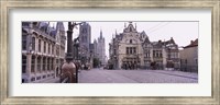 Framed Tourists walking in front of a church, St. Nicolas Church, Ghent, Belgium