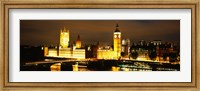 Framed Buildings lit up at night, Westminster Bridge, Big Ben, Houses Of Parliament, Westminster, London, England