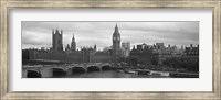 Framed Bridge across a river, Westminster Bridge, Big Ben, Houses of Parliament, City Of Westminster, London, England