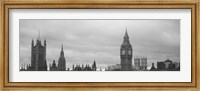 Framed Buildings in a city, Big Ben, Houses Of Parliament, Westminster, London, England (black and white)