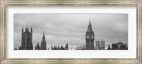 Framed Buildings in a city, Big Ben, Houses Of Parliament, Westminster, London, England (black and white)