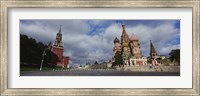 Framed Low angle view of a cathedral, St. Basil's Cathedral, Spasskaya Tower, Kremlin, Moscow, Russia