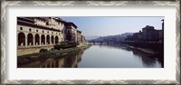 Framed Buildings along a river, Uffizi Museum, Ponte Vecchio, Arno River, Florence, Tuscany, Italy