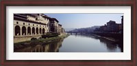 Framed Buildings along a river, Uffizi Museum, Ponte Vecchio, Arno River, Florence, Tuscany, Italy