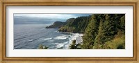 Framed High angle view of a coastline, Heceta Head Lighthouse, Oregon, USA