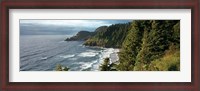 Framed High angle view of a coastline, Heceta Head Lighthouse, Oregon, USA